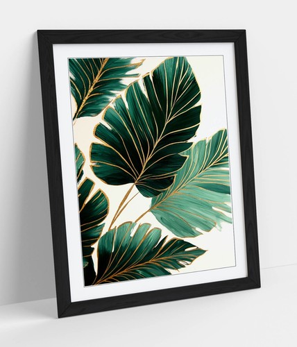 Green and gold monstera leaves - gold,