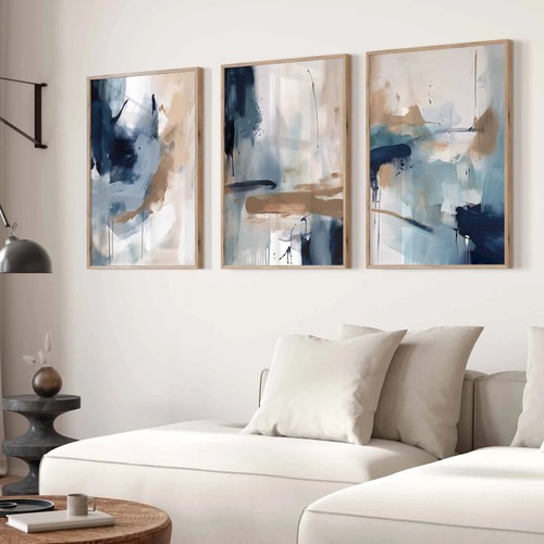 Abstract print set navy - of, 3