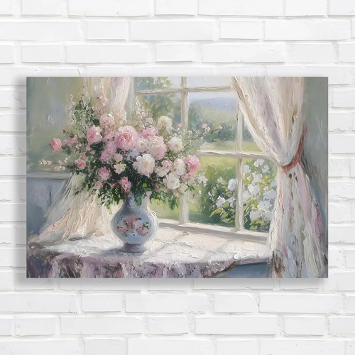 Romantic floral window scene - floral,