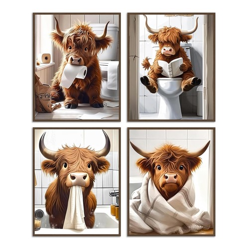 4pcs funny highland - 4pcs, wall