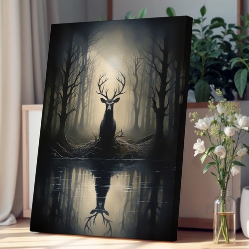 Stag forest gothic - gothic, canvas