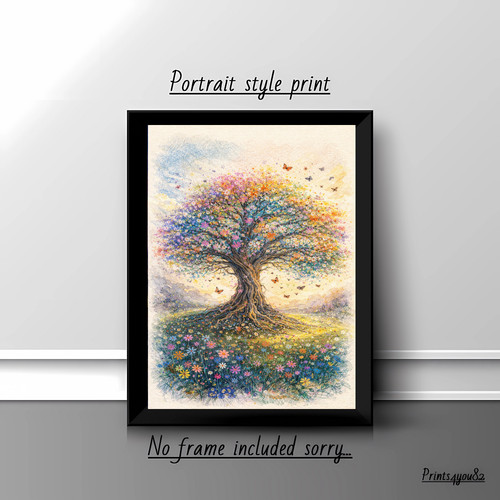 Tree life print picture - a4,