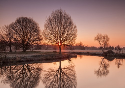 Serene sunset landscape wall - serene,