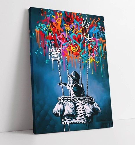 Banksy boy hot air balloon - hot,