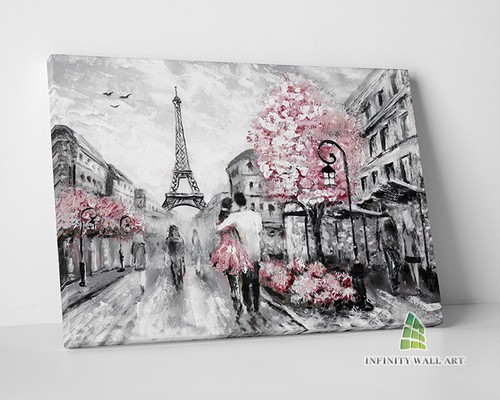 Pink paris city canvas art - pink,