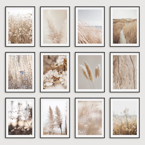 Beige botanical wall art - beige,