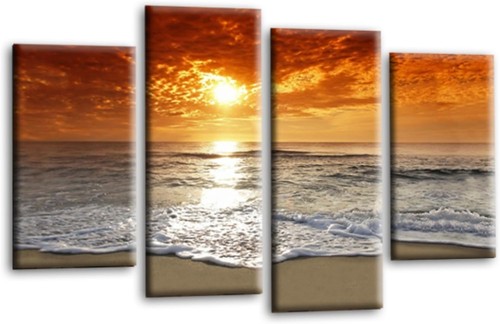 Seascape wall art orange grey - wall,