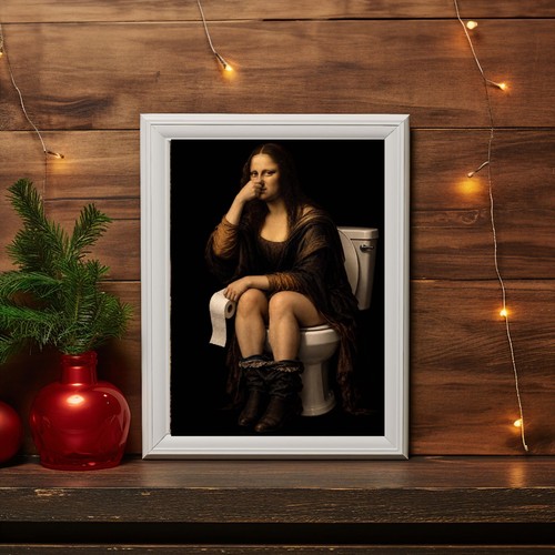Mona lisa funny bathroom wall - lisa,