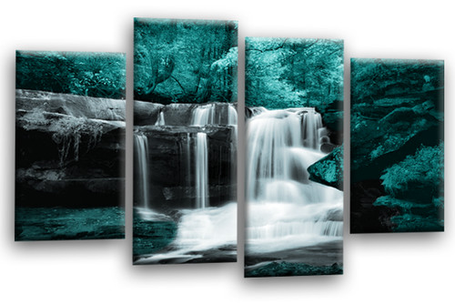 Waterfall wall art print teal - waterfall,