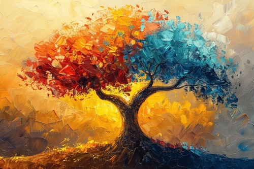 Colourful tree life - life, canvas