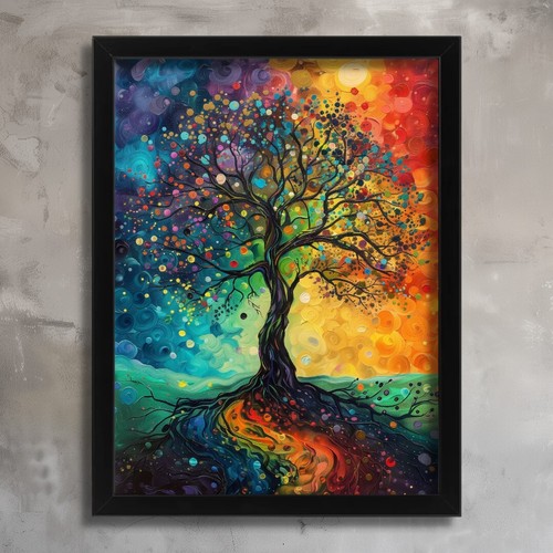 Colourful tree life wall - tree,