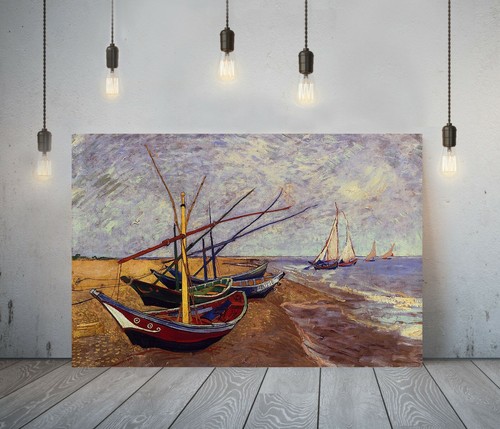 Van gogh fishing boats framed - fishing,