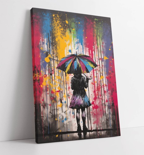 Banksy style umbrella girl - style,