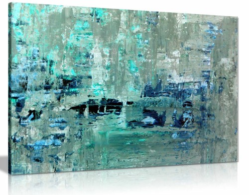 Teal wall art grey abstract - wall,